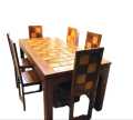 Wooden Square Design Teak & Burutha Dining Table + 6 Chairs. 