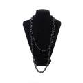 [Cashback]Fashion Faux Pearl Long Sweater Chain Necklace--black. 
