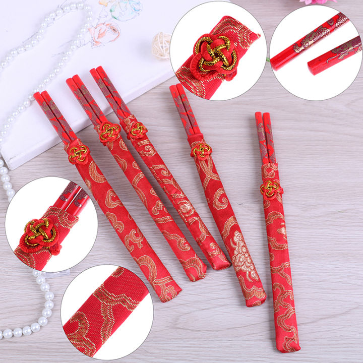 【support】 Red chopsticks Chinese wood bag holder dinnerware flatware kitchen food stick Dounp