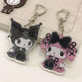 Sanrioed Cute Kawaii Cartoon 10cm Kuromi My Melody Dark Wind Acrylic Bag Pendant Couple Keychain Acrylic Pendant. 