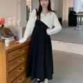 Shirt shirt two-piece design short sweatshirt lining covering flesh suit autumn fat woman slim and large size slip dress. 