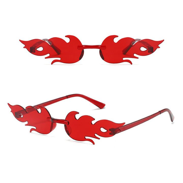 Original Cool Flame Design Glasses 10 Pairs Flame Shape Decorative Glasses with Nose Pads for Men Women Distortion-free Lenses Perfect for Stage Performance Outdoor Activities Photo Prop Eyewear Flame-shaped