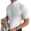 Men Basic T-shirts, Short Sleeve Pullover Tops Solid Color Slim Fit Turtleneck Tee Tops. 