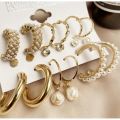 Elegant Female Pearl Earrings Set Zircon Pearl Earings Women Party Accessories 9 Pairs/Set. 