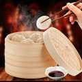 【BestGO】2pc 4  6  8 Bamboo Steamer for Puto Chinese Dim Sum Basket Rice Pasta Cooker Set with Lid. 