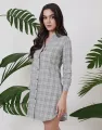 Spring & Summer Checked Button Down Shirt Dress. 