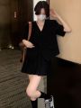 2023New Small Business Suit Korean Style Niche Summer Fashion Set Loose All-Match High Waist Skirt Two-Piece Set for Women. 