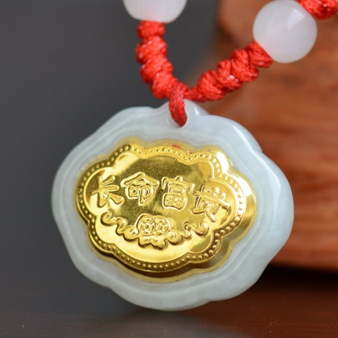 [ New ] Gold Inlaid with Jade Pendant Emerald pendant Gold inlaid with ...