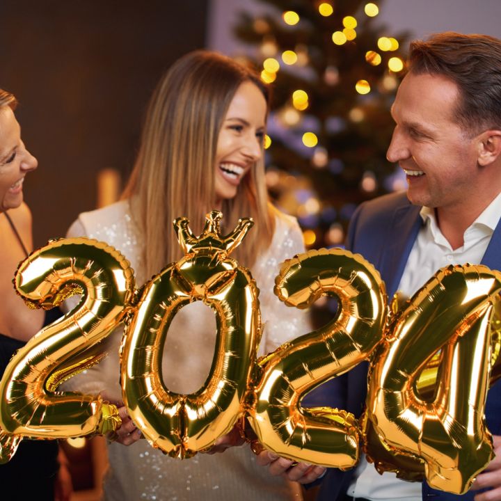 Happy New Year Balloons – Multicolored Letter Balloons For NYE Party Decor, Foil/Latex