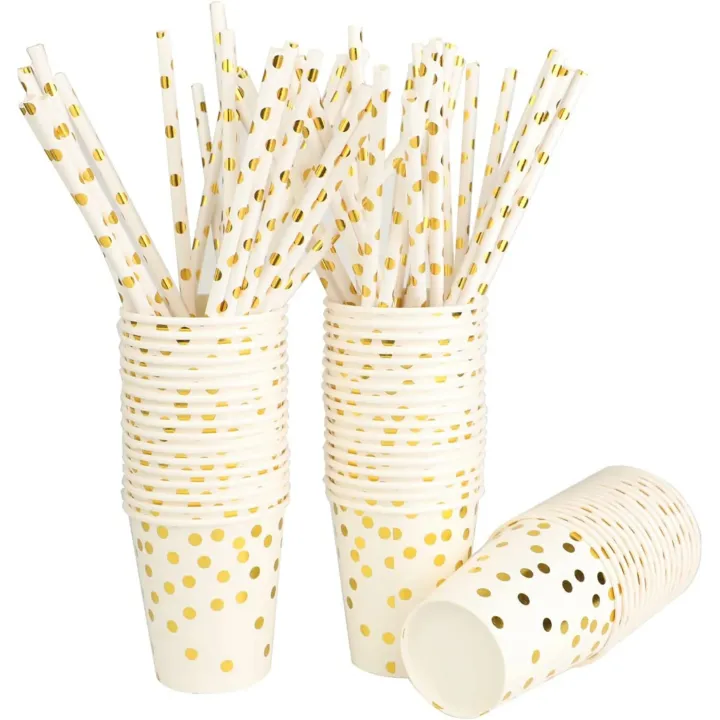 paper%20plates%20White%20Gold%20Party%20Supplies%20Disposable%20White%20Paper%20Plates%20Dinnerware%20Gold%20Dots%20Plates%20Cups%20Wedding%20Birthday%20Party%20Baby%20ShowerParty%20Tableware%20-%20Image%205
