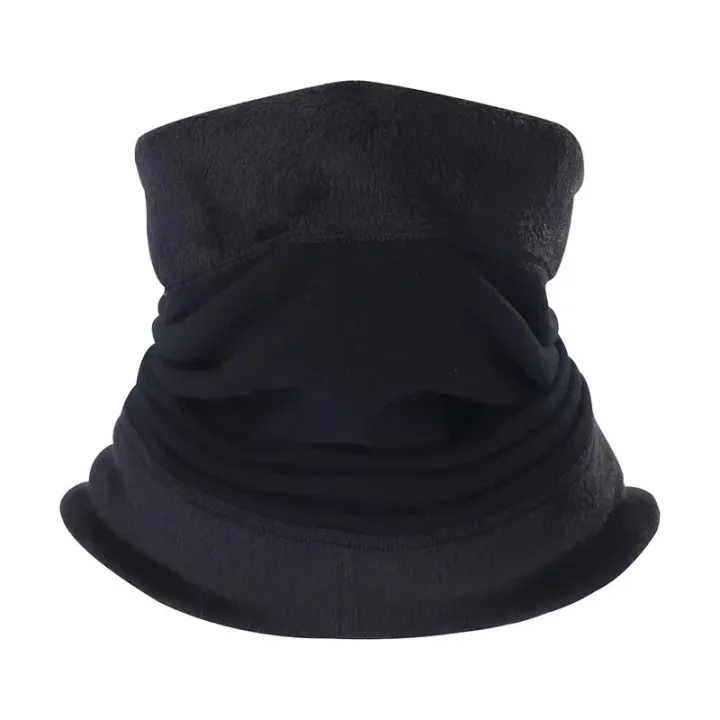 Thermal Hat Neck Gaiter Warmer Winter Face Cover Mask Thicken Warm Half-Mask Black for Cold Weather