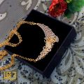 Gold Plated Traditional Bridal AD Stone Sawadi Pendant With 05MM New Square Flat Fox Chain Long For Women & Girls chain for women. 