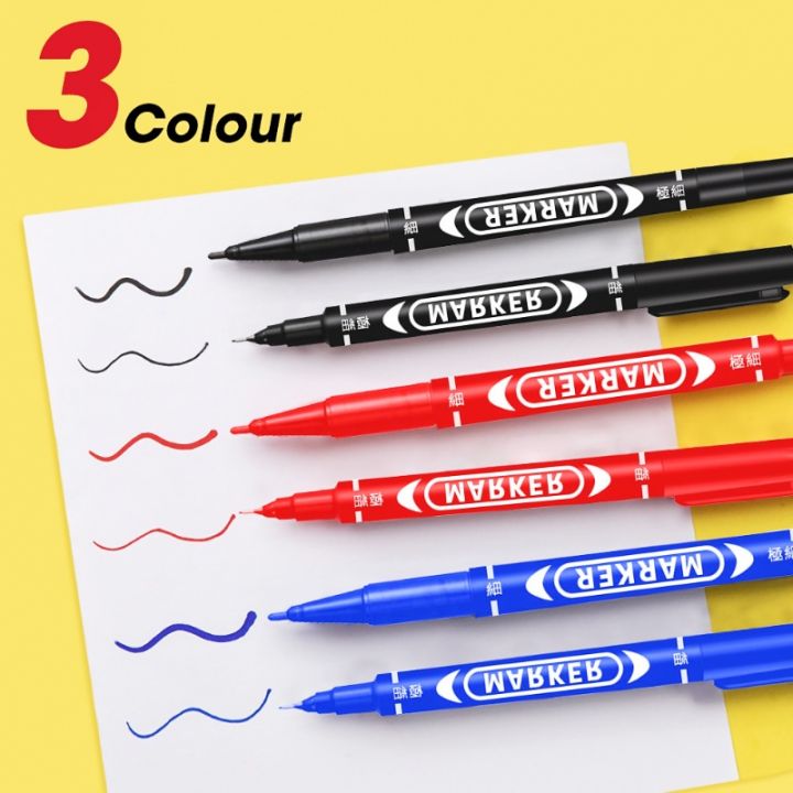 1PC%200.5/1mm%20Double-headed%20Marker%20Oil%20Based%20Permanent%20Markers%20Waterproof%20Media%20Disc%20Dual%20Tip%20Pens%20School%20Office%20Stationery%20-%20Image%202