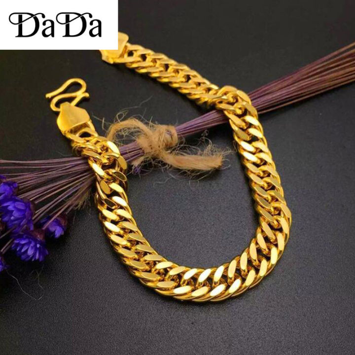 Original%2018k%20Pure%20Gold%20Men's%20Bracelet%20Boss%20Euro%20Coin%20Tank%20Flat%20Chain%20Bracelet%20-%20Image%205