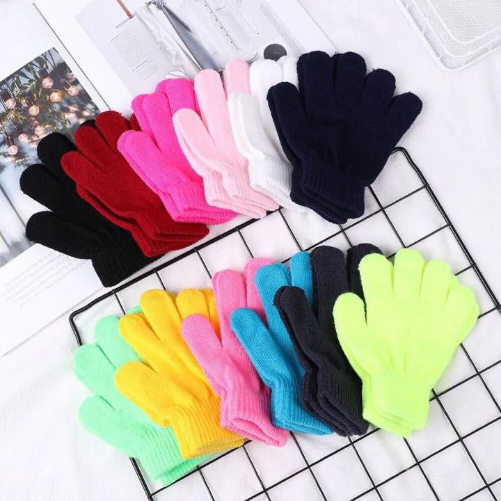 【NEW】 1 Pair Glove Children Magic Glove Girl Boy Kid Stretchy Knitted Winter Warm Full Finger Gloves Children's Figure Skating Gloves