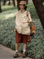 Japanese-Style Retro Frock Vest Baby Boy and Girl Summer Trendy All-Match Bandage Dress Waistcoat Top Loose Pu Handsome Sleeveless Jacket. 