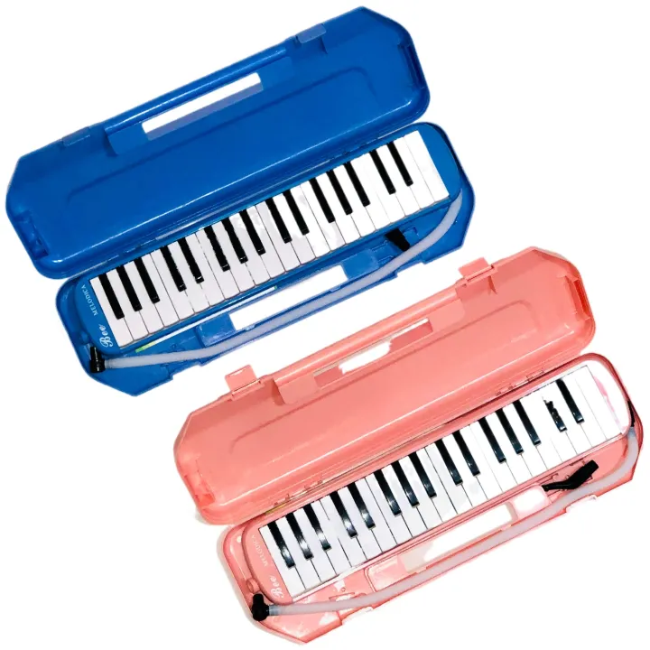 37 Keys Durable ABS Hard case Bee Brand 2 year warranty Melodica Blue pink Green Piano Instrument Soprano Air Piano with Mouthpiece with Hard ABS Case for Music Lovers Beginners Kids - Blue, Pink, Green