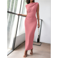 Women'S Ruched Bodycon Dress Summer Casual Sleeveless Back Slit Elegant Club Evening Party Cocktail Maxi Dresses. 