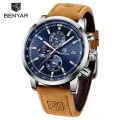 【Miga Plaza】Watch Men Luxury Leather BY-5102 Quartz Watch Fashion Chronograph Watches Sport Clock Male Waterproof 2023 Watch For Men. 