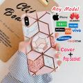 【Tento】Any Model Samsung Infinix Vivoo Oppoo Huawei Realmee Reno Tecno Apple_iPhone Back Cover For Girls Boys TPU Silicon Printed Marble Case - Design 2GudMrblPrplPopSct Printed Marble Style Soft Mobile Cover Case Pouch Pop Scoket Mobile Holder- Pink. 
