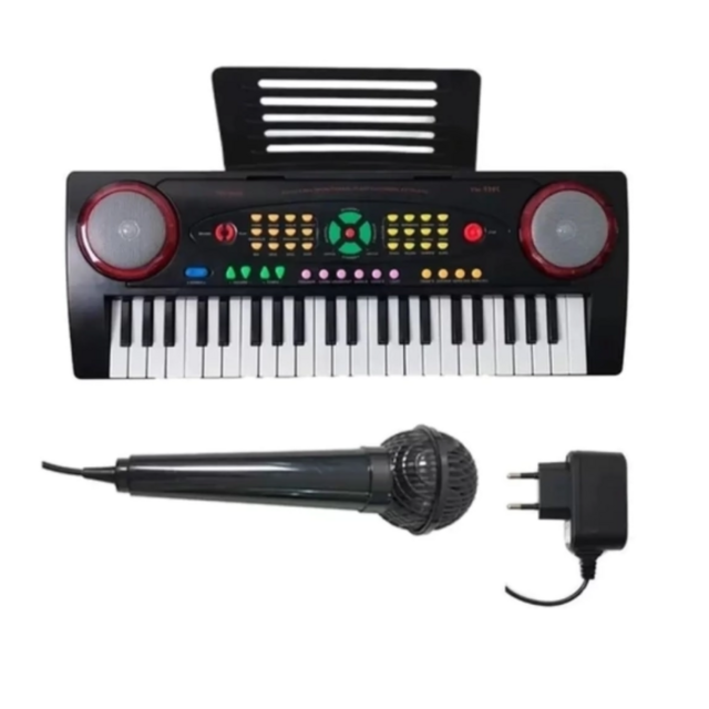 Yongmei YM-238C 44-Keys Electronic Keyboard Piano with Mic, power adaptor, Music Rest (YM-238 Black 44 keyboard organ music yong mei keyboard organ