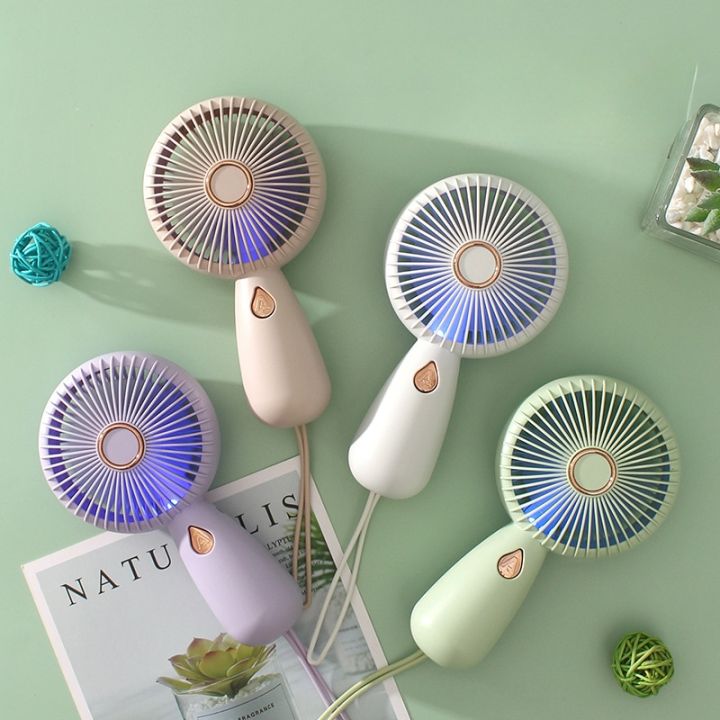 Simple Mini Handheld Fan Mini Handheld Small Fan with Light Portable USB Handheld Min Fan Office ...