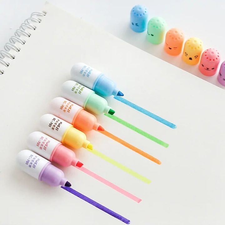 %E3%80%90HOT%E3%80%91%206PCS%20Cute%20Mini%20Smiling%20Face%20Pill%20Highlighter%20Lovely%20Cartoon%20Painting%20Pen%20Marking%20Pens%20Students%20Learn%20Stationery%20Supplies%20-%20Image%204