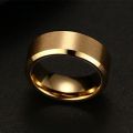 18k Gold Plated Tungsten Ring - Beveled Edge Wedding Band. 