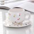 Hand-kneaded creative ceramic cup cloud coffee cup and saucer set irregular hand-painted cute mug flower water cup. 