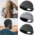 Brimless Docker Cap Washed Style Boy Girls Student Skullcap Hats Men Cotton Beanie Docker Brimless Hat Rolled Cuff Harbour Hats. 