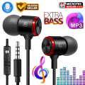 High Quality Extra BASS Earphones 3.5mm Connector with Mic - Super Quality Stereo Headset with 3.5mm jack - Stereo Handsfree / Handsfree Extra Bass Headphone Handsfree With Microphone Headphones Wired Earphones - KOKU. 