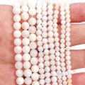 3/4/6mm Natural White Shell Beads Mother Of Pearl Loose Round Beads For Necklace Bracelet Earring DIY Jewelry Making 15'' 38cm/Strand. 