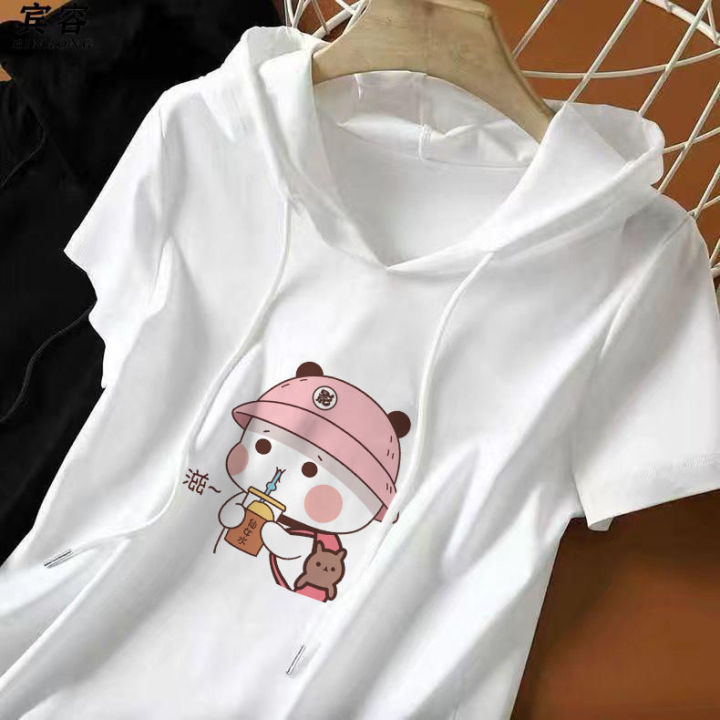 Hooded White Short Sleeve Hoodie Women's plus Size Women's