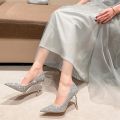 Pointed Toe Main New Bridal Crystal Xiuhe Women's Single Shoes High Heels Wedding Shoes Stiletto Heel Evening Dress 2024 Year. 