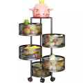 4 Tier Kitchen Storage Shelf Rotating Fruit and Vegetable Basket Shelf Rotatable Rack Floor Living Room Movable Household Shelf. 