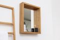 bathroom mirror, mirror with Pine frame and shelf. 