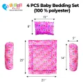 4 Pieces Polyester Baby Bedding Set / 100% Polyester Baby Bedding Set 4Pc Feels Like Mother's Lap/ New Born Baby Super Soft 4 Pcs Bedding Set/ New Born Baby Bedding Set with Cushion and Pillow/ Cotton New Born Baby Bedding with 3 Pillow Set. 