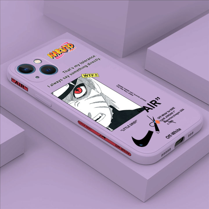 Hontinga for iPhone 13 Case Side Design New Anime Naruto for Boys Back Cover Soft Square Edge Pattern Liquid Silicone Trend Phone Cases