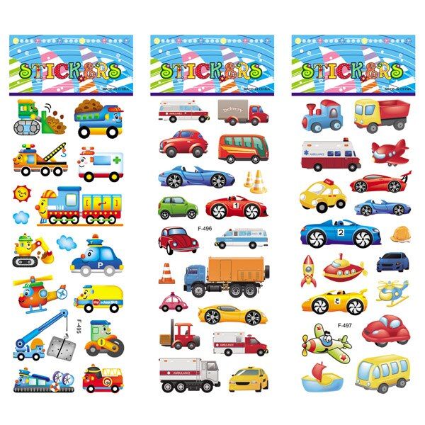 12%20Different%20Sheets%20Cartoon%20Car%20Sticker%203D%20Stickers%20Toys%20Airplane%20Vehicles%20for%20Children%20Diary%20Notebook%20Decoration%20Gifts%20-%20Image%203