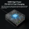 868H 160W 5-Port USB PD Charger Dual USB-A QC3.0+Dual PD65W Type-C+65W Type-C PD3.0 with 15W 10W 7.5W 5W Wireless Fast Charger for iPhone 14 14Pro 14Pro Max for Huawei Mate50 for Samsung Galaxy S23 for Xiaomi 13pro-Black. 
