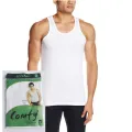 Comfy Men Sleeveless White Cotton Vest - RN - 100% Cotton. 