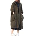 DESCENTE Casual Solid Color Jacket Women's Hooded Long Sleeve Cardigan Coat with Drawstring Pockets Stylish Mid-calf Length Windbreaker for Daily Wear Outdoor Activities Women Mid-length Hooded Jacket. 