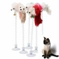 Pet Cat Kitten Teaser Fun Interactive Play Toy Pom Plush Mouse Dangle Spring Bell Colour Sucker Cats Scratching Playing Toys Elastic Wand Feather False Mice Pets Supplies. 