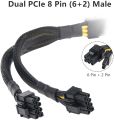 Nylon Braided 8 Pin to Dual PCIe 8 Pin (6+2) Power Adapter GPU VGA Splitter Extension Power Cable GPU Mining Riser Card. 