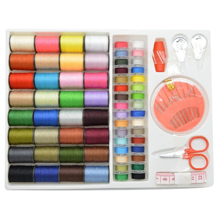 64 Spools Craft Scissor Stitches Needles Tools Sewing Machine Accessories Multicolor Sewing Threads Sewing Tools Kit Sewing BoxHats & Caps