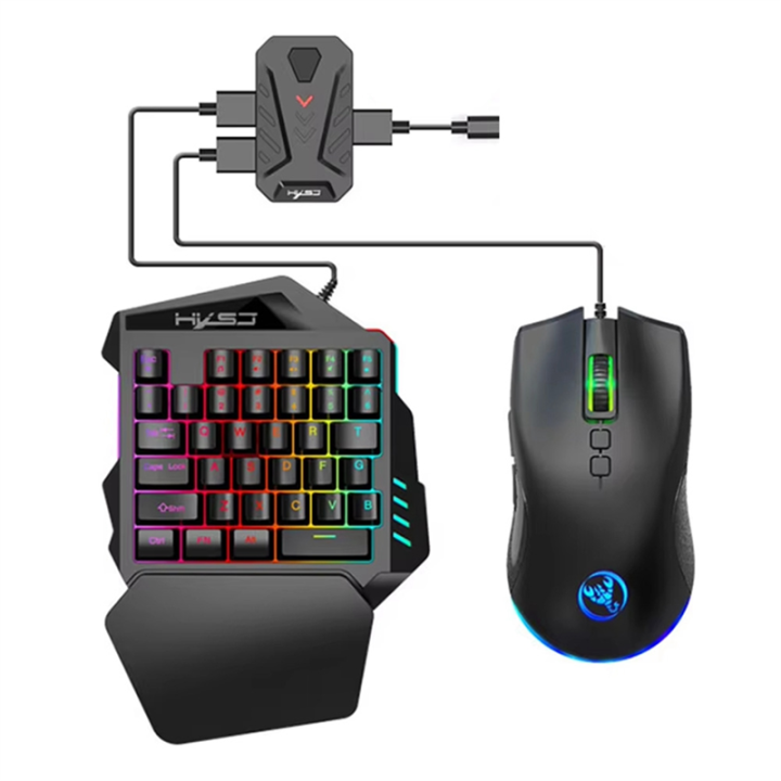 ARELENE P8 Wired Gaming Keyboard Mouse Comb Converter Mobile Game Mice ...
