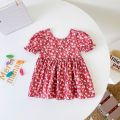 Toddler Girl Dress Flower Princess Short Sleeve Casual Baby Girls Clothing Cotton Cute Kids Fashion. 