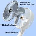 Portable Desktop Fan with Clip Cordless Rechargeable 1200mAh Fan Ventilator Cooler Multifunction Handheld Fan 3 Speed. 