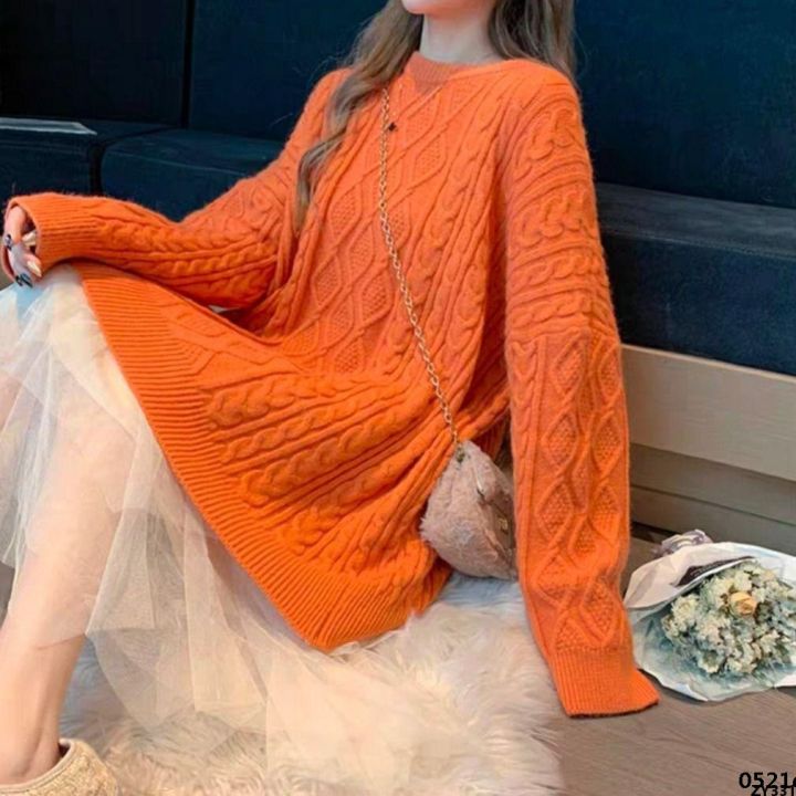 Sweater%20Student%20Sweater%20m%20Fat%20Women's%20Fitted%20Long%20Pullover%20m%20Stroke%20Large%20Size%20Loose%20Twist%20Lazy%20Jacket%20Korean%20Style%20-%20Image%207