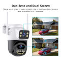 8MP 4K PTZ WiFi IP Camera Security Protection Dual Lens Screen Color Night Vision Auto Track CCTV Surveillance Camera ICSEE APP WD. 